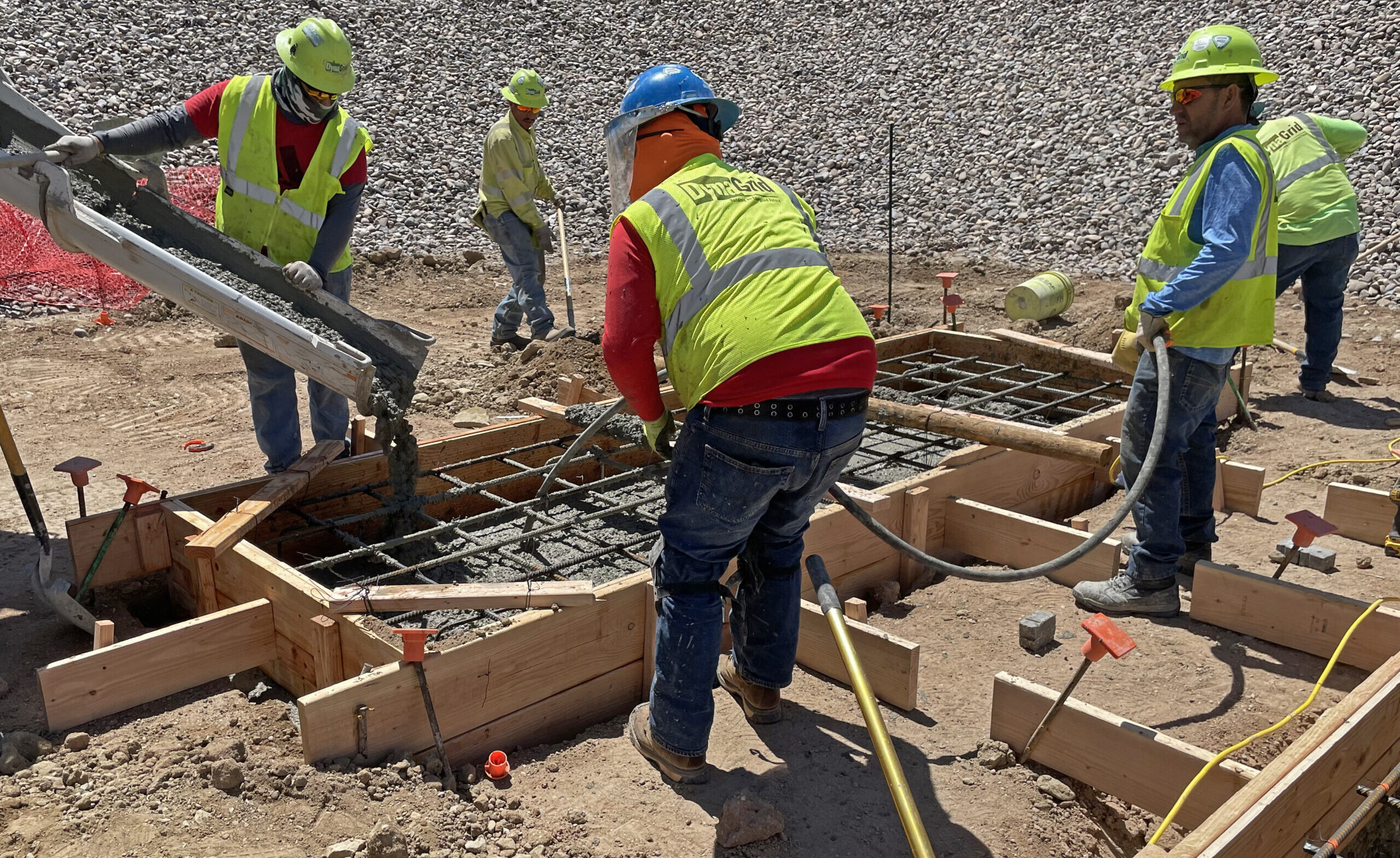 Four Corners Materials employees placing concrete on the PNM project.